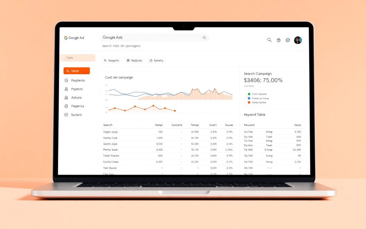 Google Ads manager dashboard showing search campaign performance